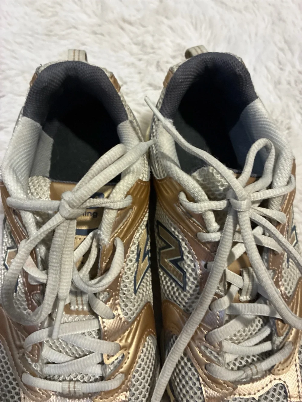 New Balance Women's Rose Gold and Gray Athletic Sneakers